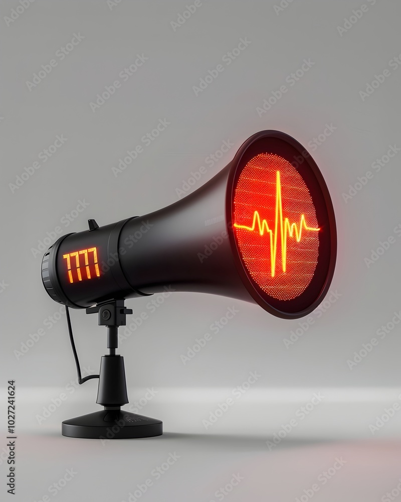 Poster real time heart rate and emotion display megaphone symbolizing voice emotion connection