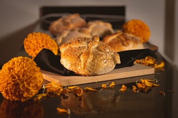 Pan de Muerto. Typical Mexican sweet bread that is consumed in the season of the day of the dead....