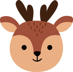 Cute deer head flat vector.
Deer face cartoon svg.