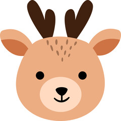 Cute deer head flat vector.
Deer face cartoon svg.