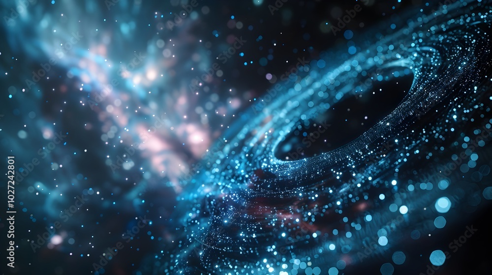 Poster visualizing the vast possibilities of quantum simulations in a digital universe