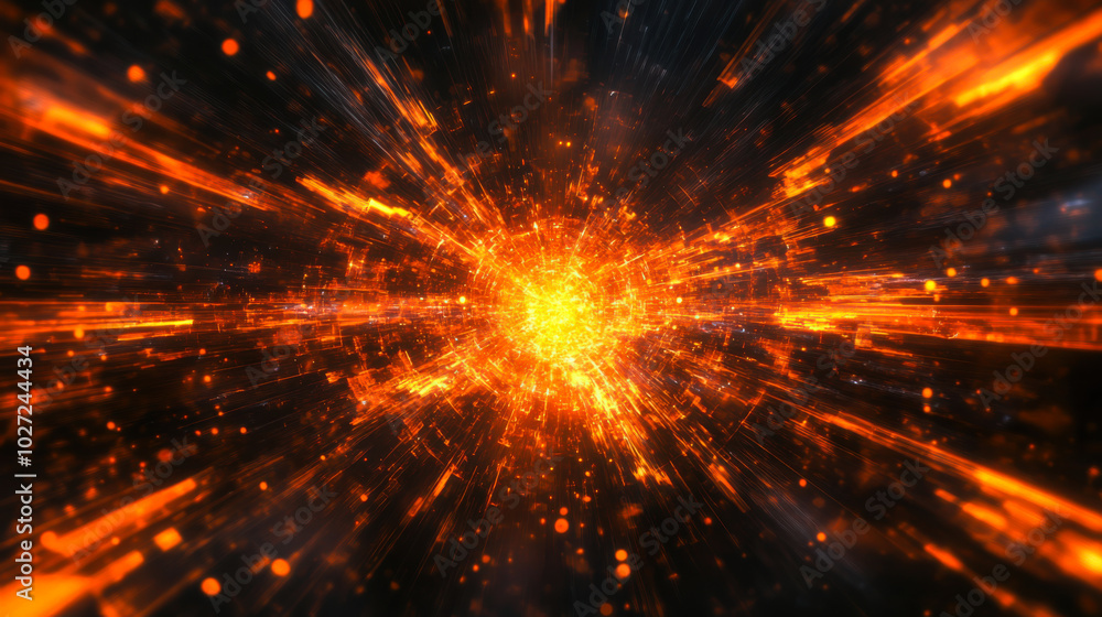 Poster vibrant trails of orange light swirl against a dark backdrop, creating a mesmerizing visual display 