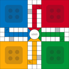 Ludo board game. Ludo game board design. Classic family board game. Vector ludo board family game.