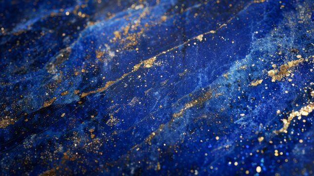 Blue gold stone texture. Closeup of a luxurious blue stone with gold flecks, representing wealth, luxury, and elegance.