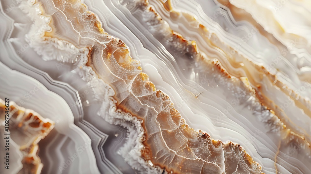 Poster agate stone texture. close-up abstract texture of white and brown agate stone, featuring natural pat