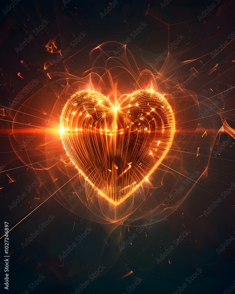 Poster pulsating heart of future tech a quantum supercomputer visualization