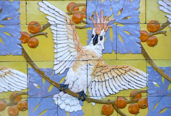 faience Boulanger, Cacatoès à huppe jaune,.Cacatua galerita, Sulphur crested Cockatoo © JAG IMAGES