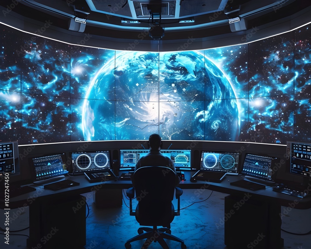 Poster quantum powered space mission control center with real time trajectory calculations