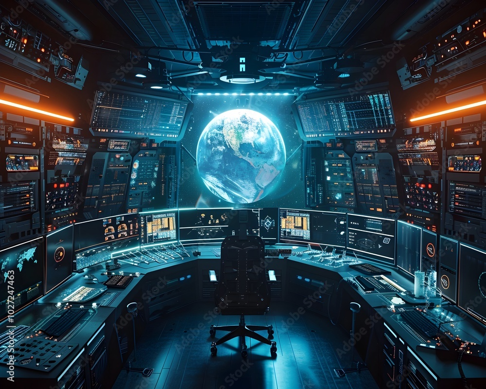 Aufkleber quantum powered space mission control center symbolizing the role of quantum computing in space