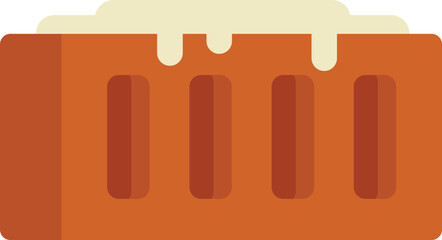 Construction brick with mortar being laid, in a flat design style illustration