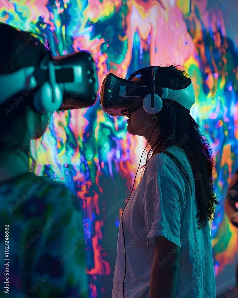 Poster immersive digital art workshop in shared virtual space symbolizing