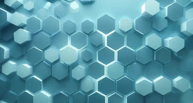abstract light blue background with futuristic hexagons, loop seamless animated technology backdrop