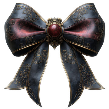 Edle Dekoschleife schwarz rot mit Brosche und goldenen Beschlag