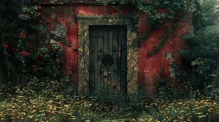 Overgrown Doorway: A Glimpse into the Past