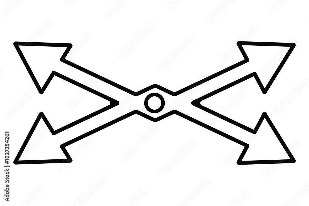 Poster four side arrow icon. four direction arrow icon for your project. black color single aero in 3d illu