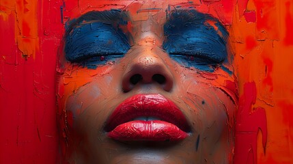 Abstract Portrait of a Woman with Bold Makeup