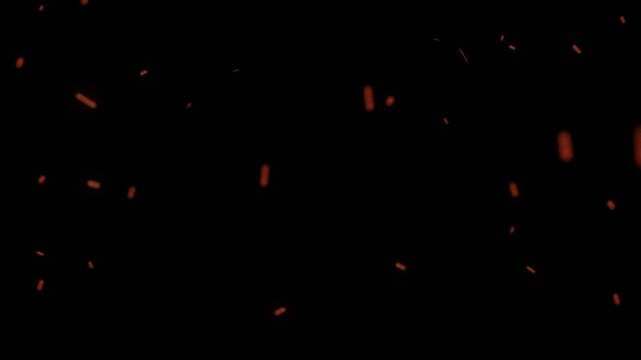 Animation of sparks from fire on a transparent background. Alpha channel. Looped animation.