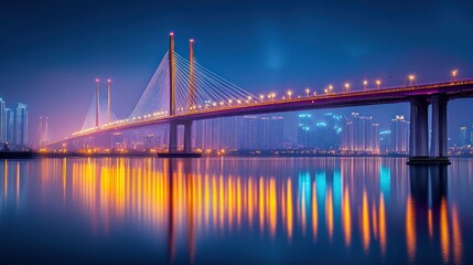 Obraz premium Illuminated Bridge at Night