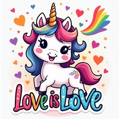 Kawaii Unicorn Pride Month T-Shirt Design