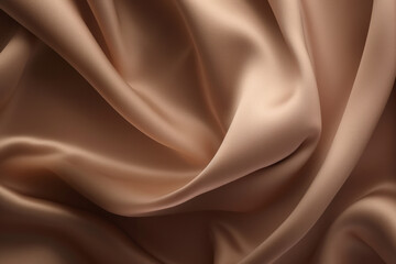 Processed collage of smooth wavy beige light brown satin silk cloth fabric texture. Background