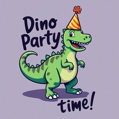 Smiling Dinosaur Party Hat T-Shirt Design