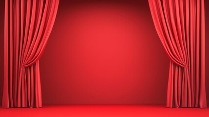 Red Stage Curtains with Blank Background