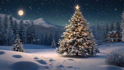 Obraz premium marry Christmas festive winter scene