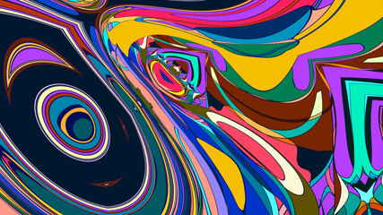 Colorful psychedelic abstract fluid background for music festival 