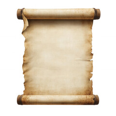 Blank parchment scroll with aged paper texture, perfect for adding text or images, transparent background