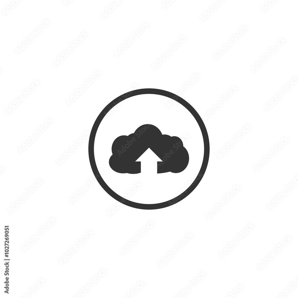 Poster cloud upload circle icon isolated on transparent background