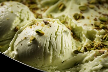 Creamy cream with pistachios, top view