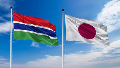 Naklejka premium 日本の国旗とガンビアの国旗(Japan flag & Gambia flag.) 