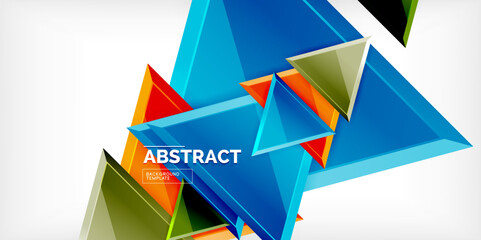 Abstract background - colorful triangles with 3d effect. Vector Illustration For Wallpaper, Banner, Background, Card, Book Illustration, landing page
