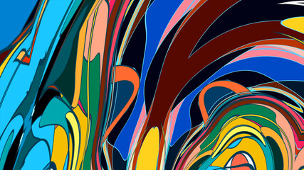 Colorful psychedelic abstract fluid background for music festival 