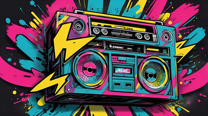 Blast from the Past: 80s Boombox Street Mural