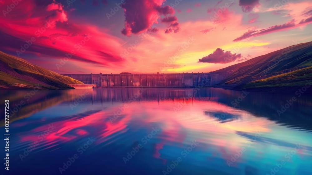 Wall mural Serene Sunset Over Calm Water Reflection