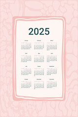 2025 Calendar. Vertical banner with frame. Vector illustration