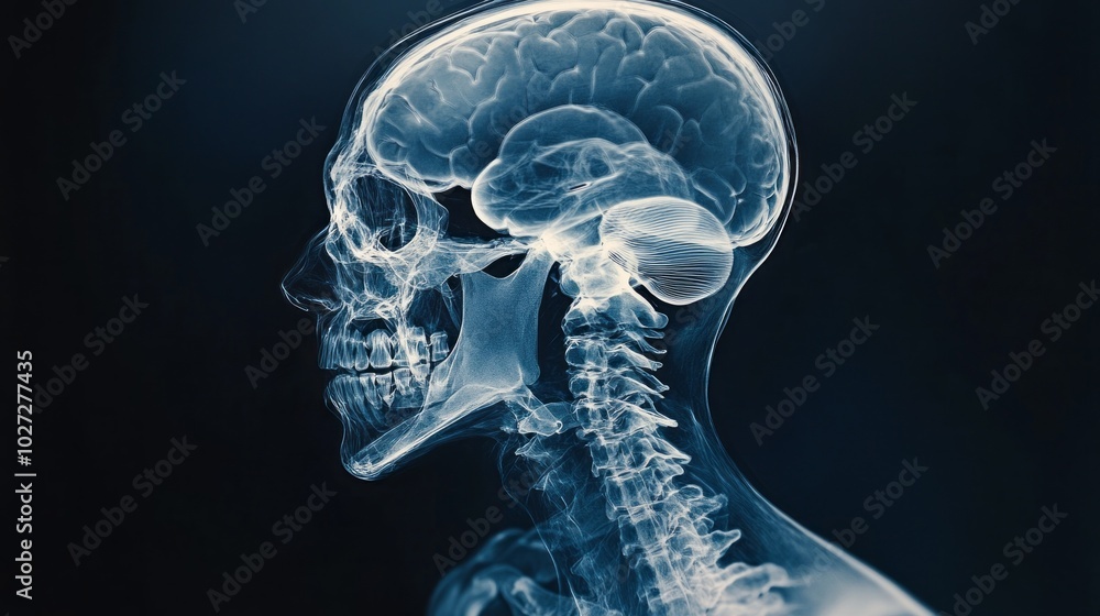Poster a skull with a brain inside of it