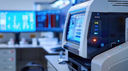 Fototapeta premium Advanced laboratory research with computers and data analysis for scientific breakthroughs