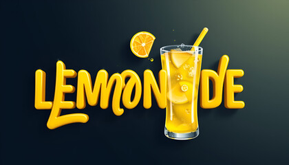 lemonade editable 3d text effect template bold typography and abstract style drinks logo and brand