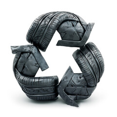 Tire recycling - triangle sign made from used tires
