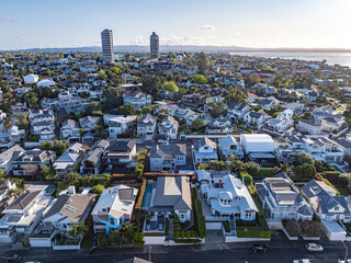 Aerial: Suburb of St Marys Bay, Auckland, New Zealand