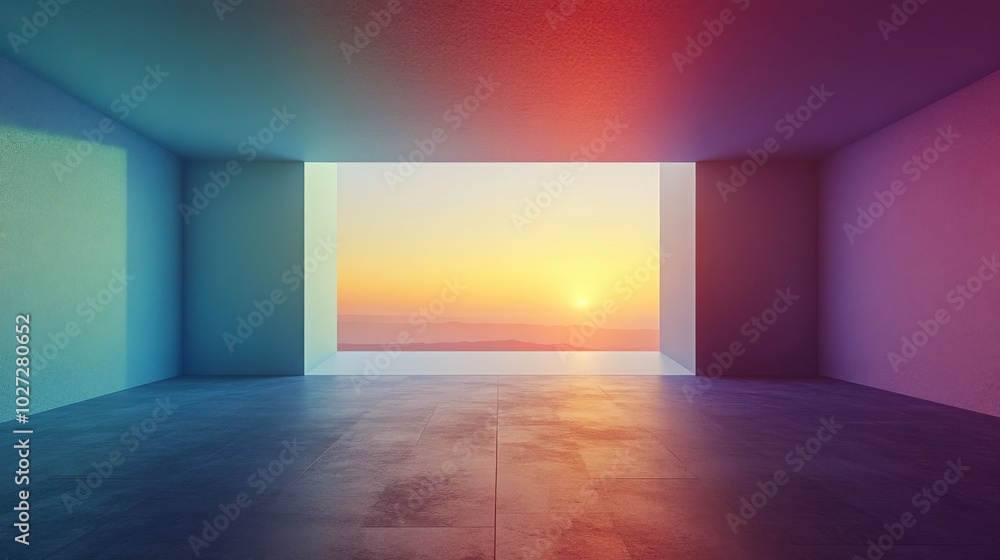 Poster a colorful gradient of green, blue, and purple creates a captivating backdrop, featuring a central w