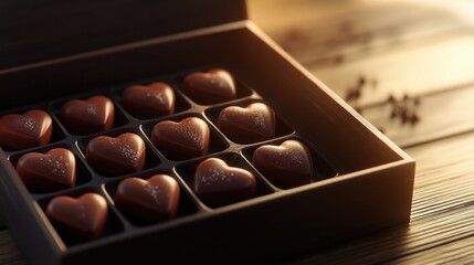 Box of Heart-Shaped Chocolate Candies