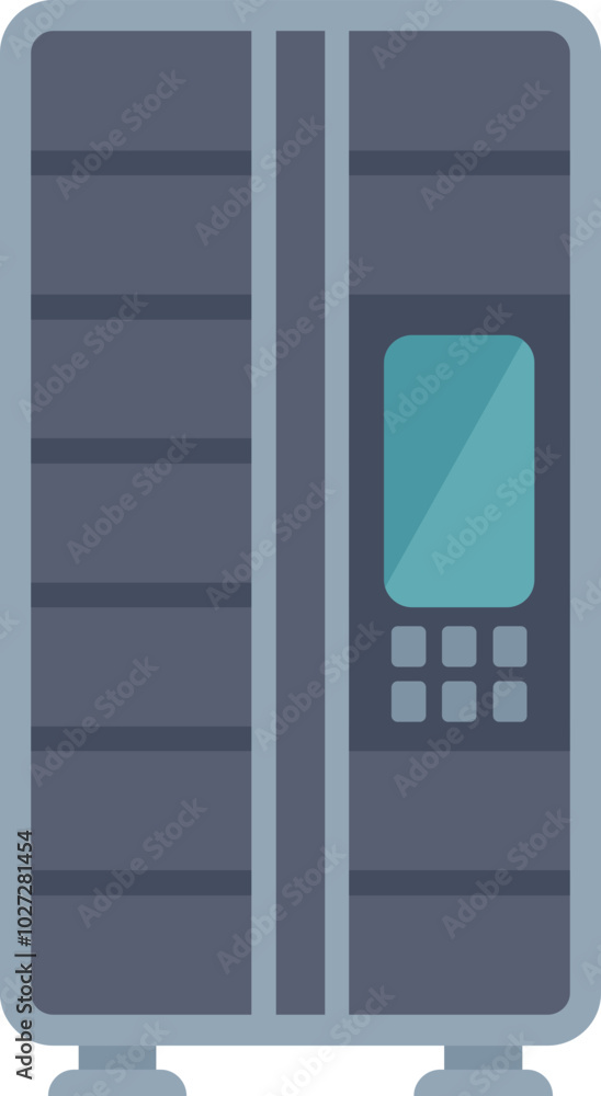 Poster illustration of a server rack, symbolizing data storage and processing in a network infrastructure