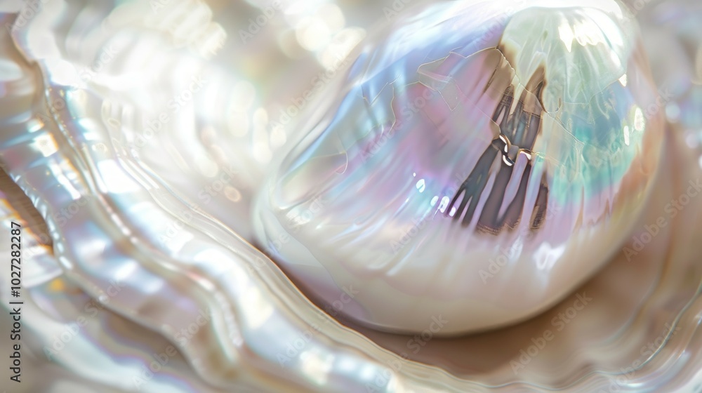 Aufkleber pearl shell texture. close-up of a pearl shell with iridescent colors and textured surface.
