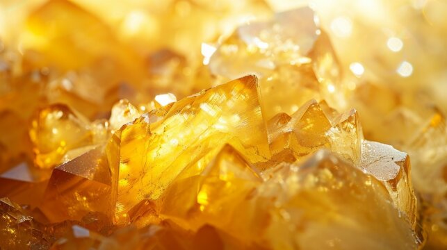 Golden crystal texture. Closeup of sparkling golden crystals, showcasing natural beauty and radiance. Perfect for nature, luxury, and energy themes.