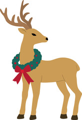 Isolated christmas deer flat vector
Elegant Christmas deer vector illustration.
Deer wearing Christmas wreath SVG.