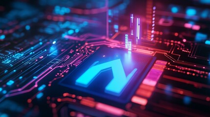 Fototapeta premium The Future of Technology: A Stunning Dive into Neon Circuitry and Digital Design