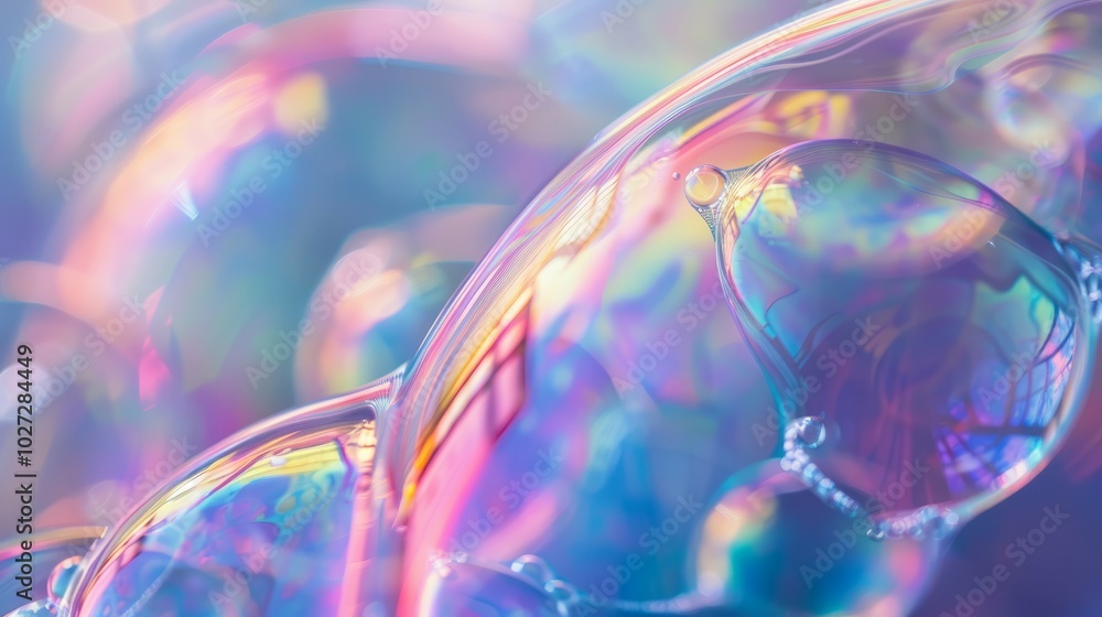 Poster iridescent soap bubbles. close-up abstract image of colorful iridescent soap bubbles, capturing the 
